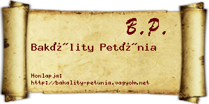 Bakálity Petúnia névjegykártya
